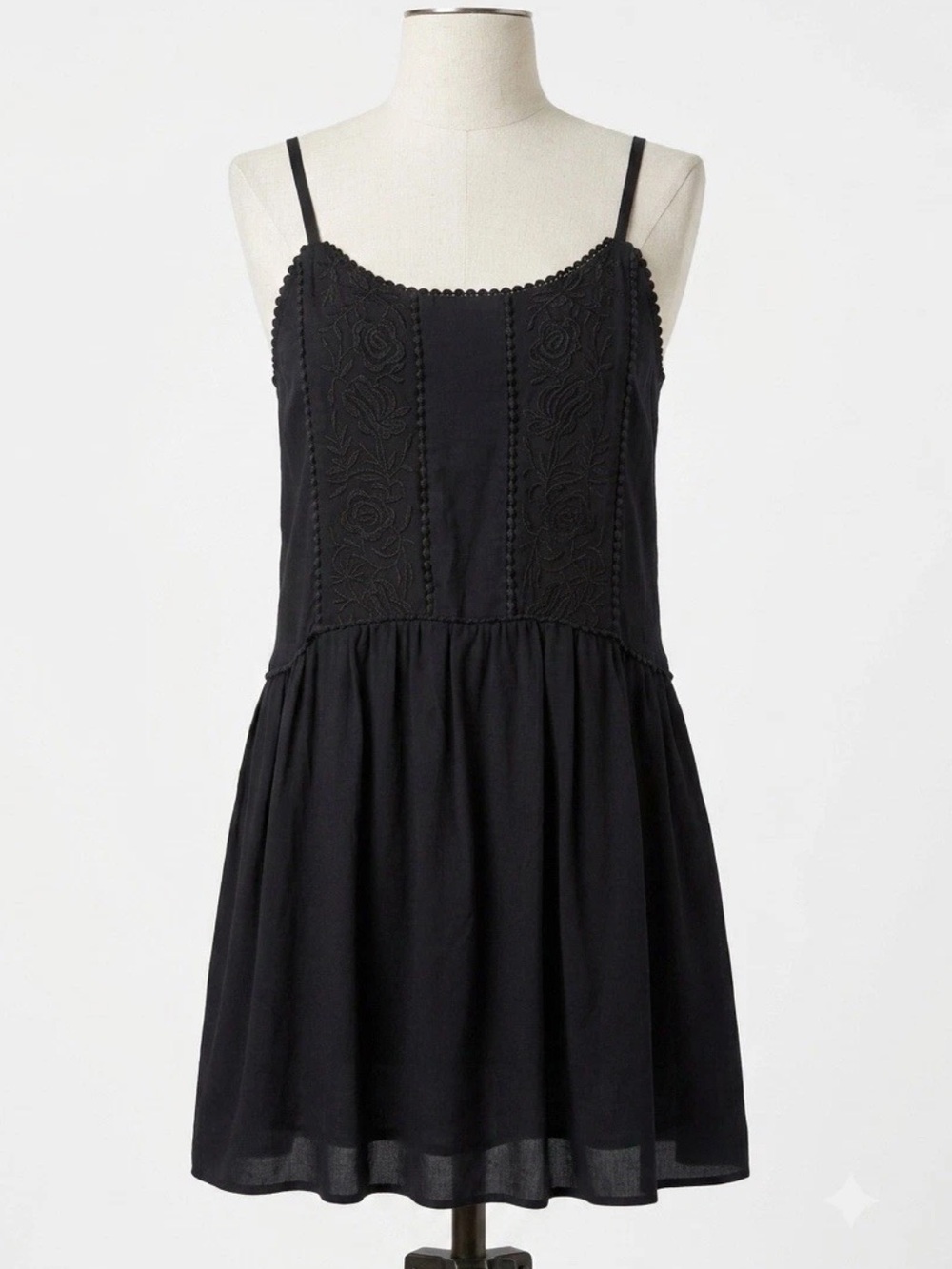 LOFT Black Embroidered Halter Cami Dress Size XS NWOT Boho Summer Mini